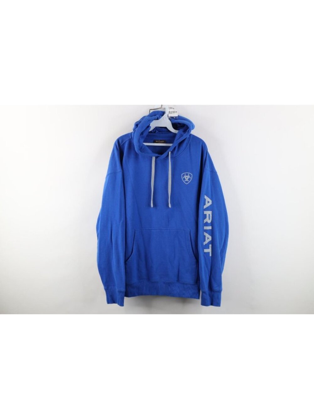 Ariat Mens Size XL Faded Spell Out Workwear Hoodie Sweatshirt Royal Blue